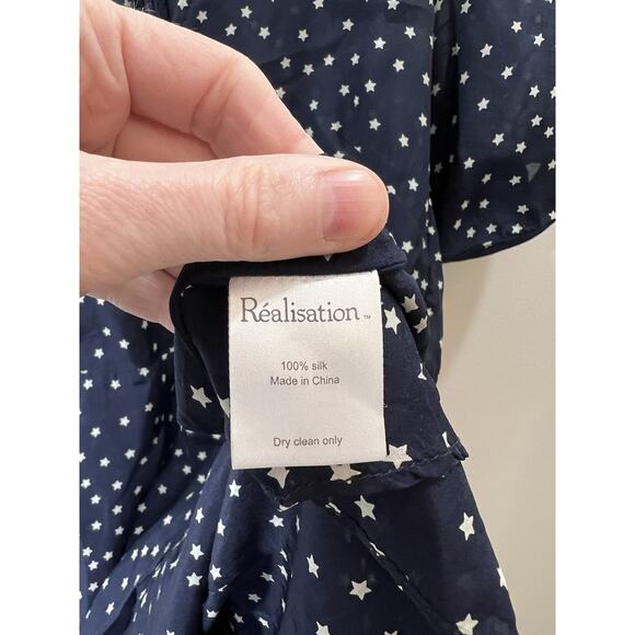 Realisation Women's Silk Ozzie Star Dress Sz S Navy Festival Celestial Fairycore - Picture 4 of 7